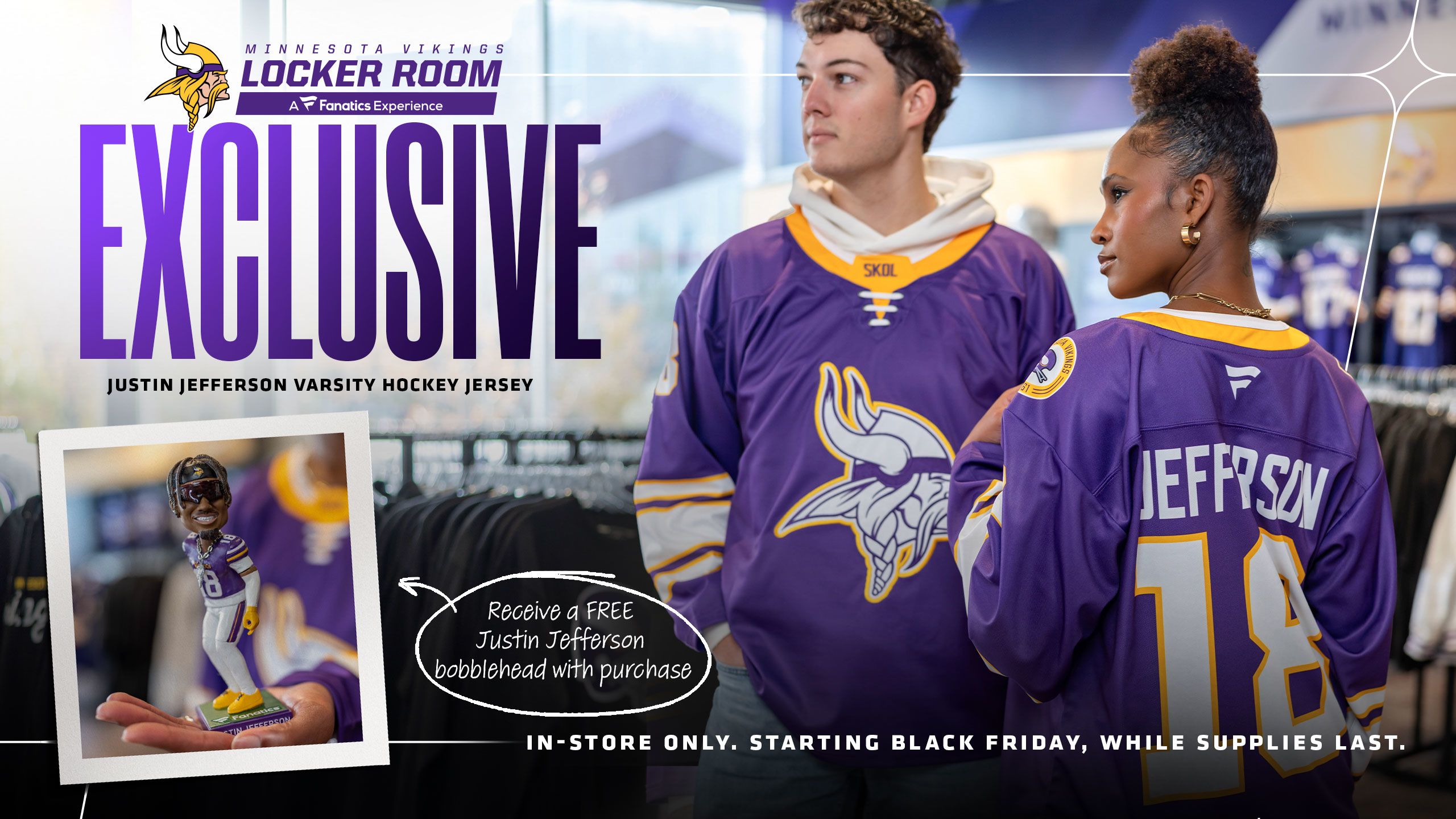 Justin Jefferson Hockey Jersey & Bobblehead