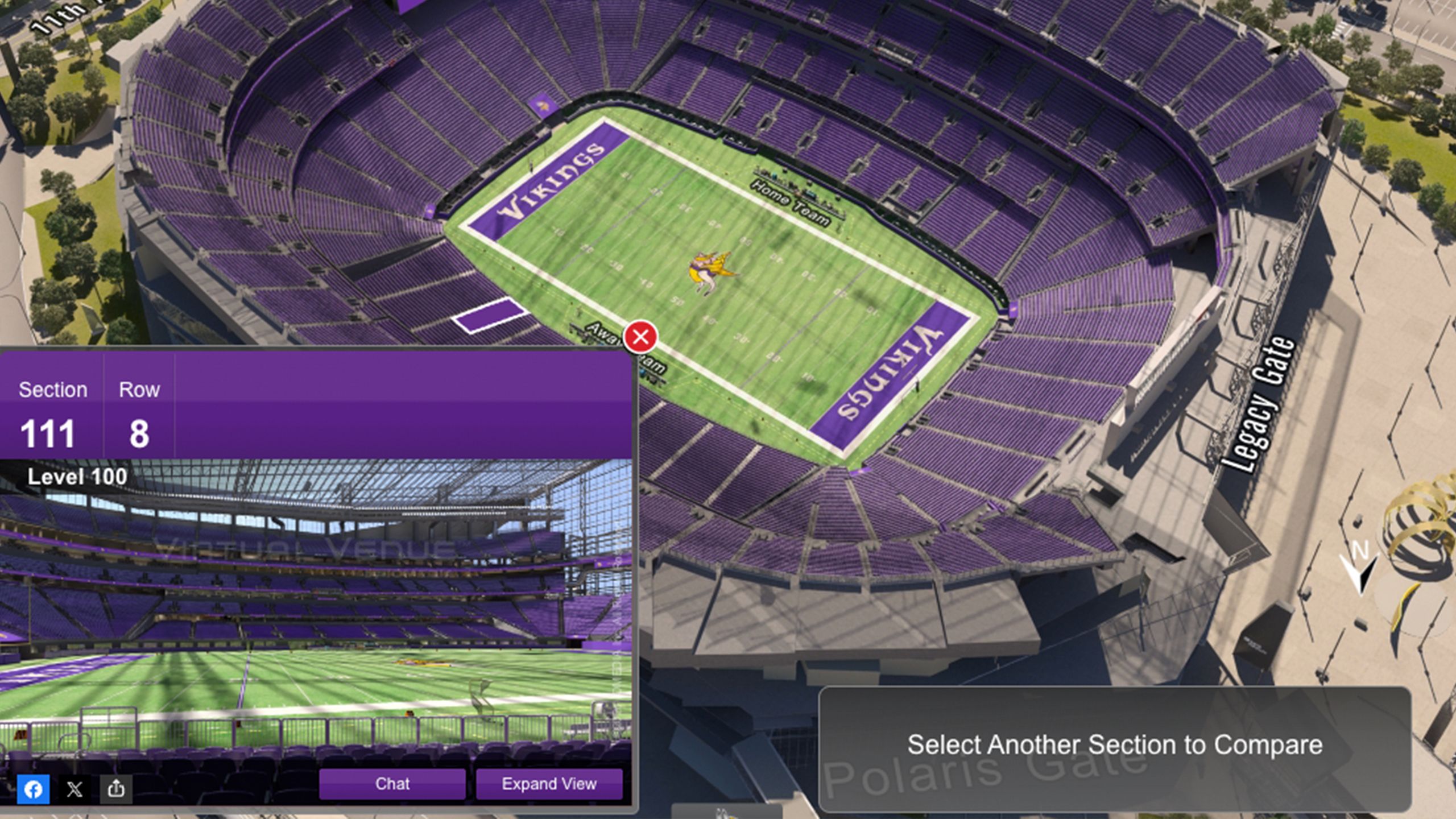 U.S. Bank Stadium 3D Seating Map