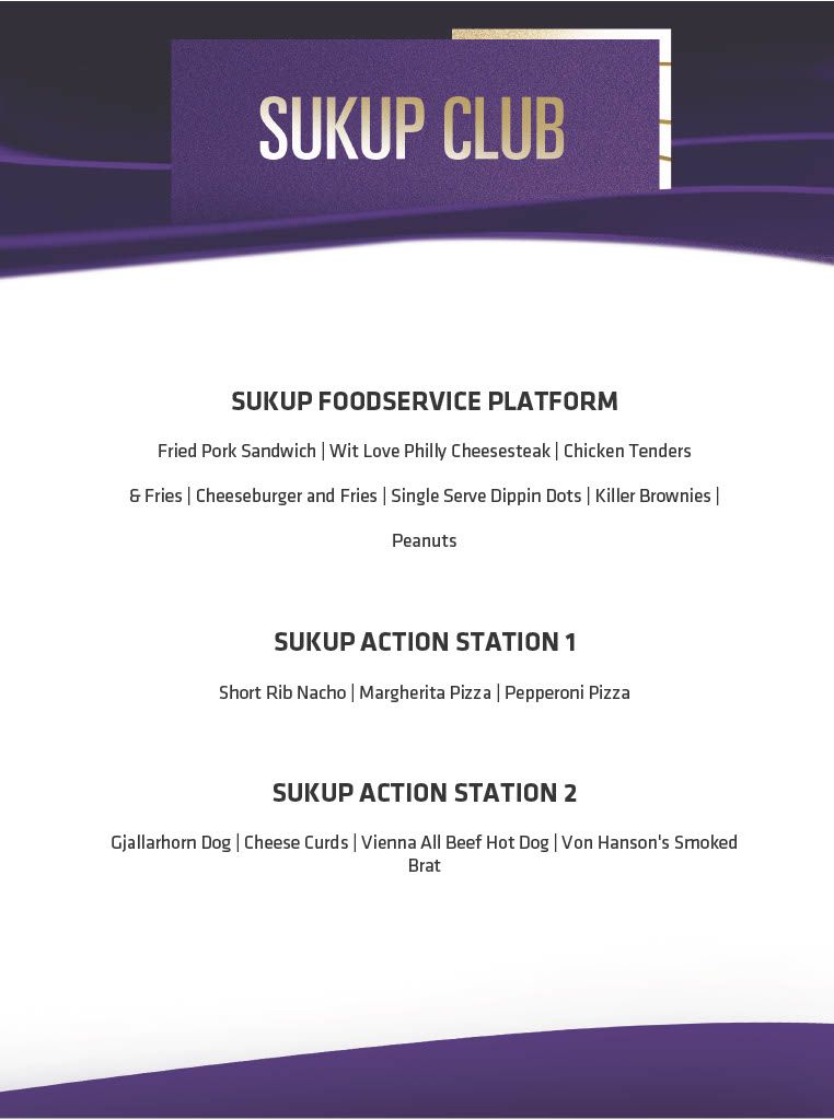 Sukup Club Menu Week 18 2025