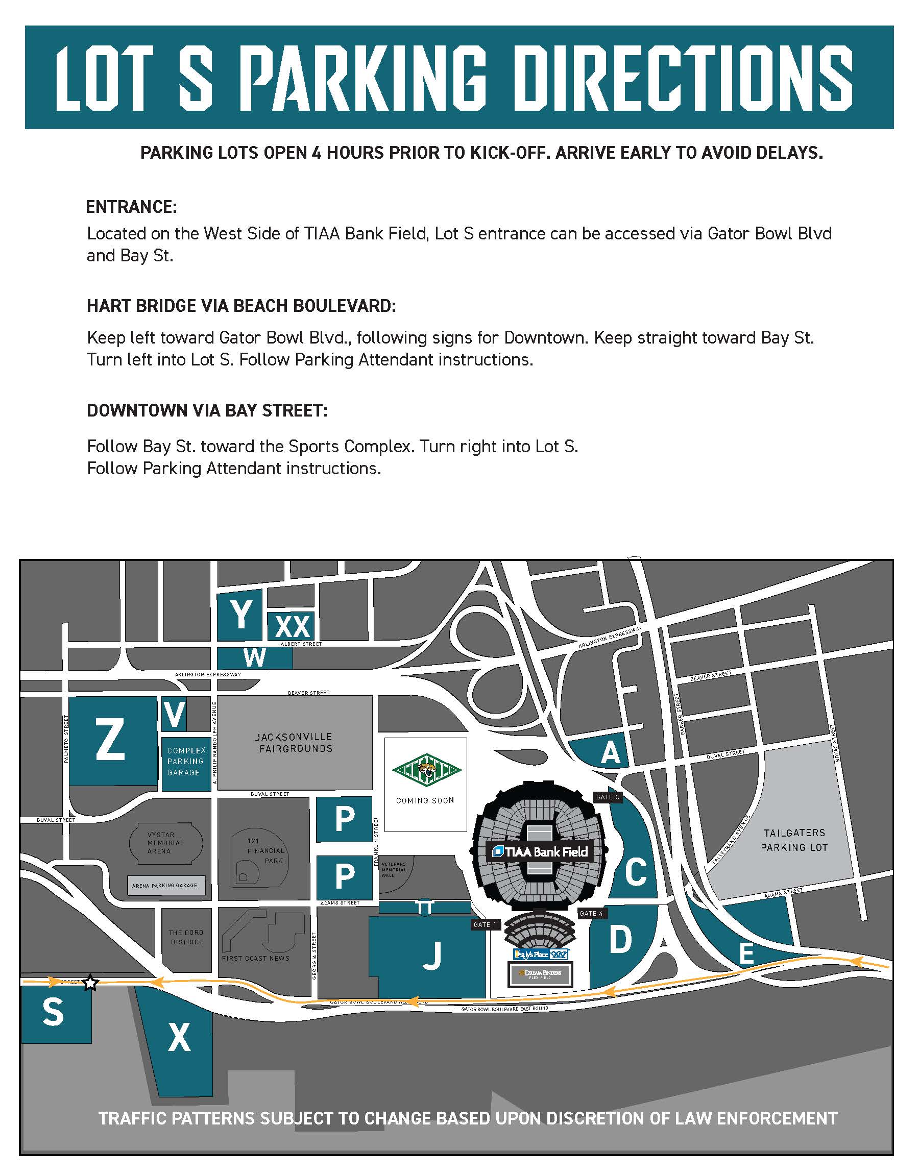 22 Jaguars Season Parking Map