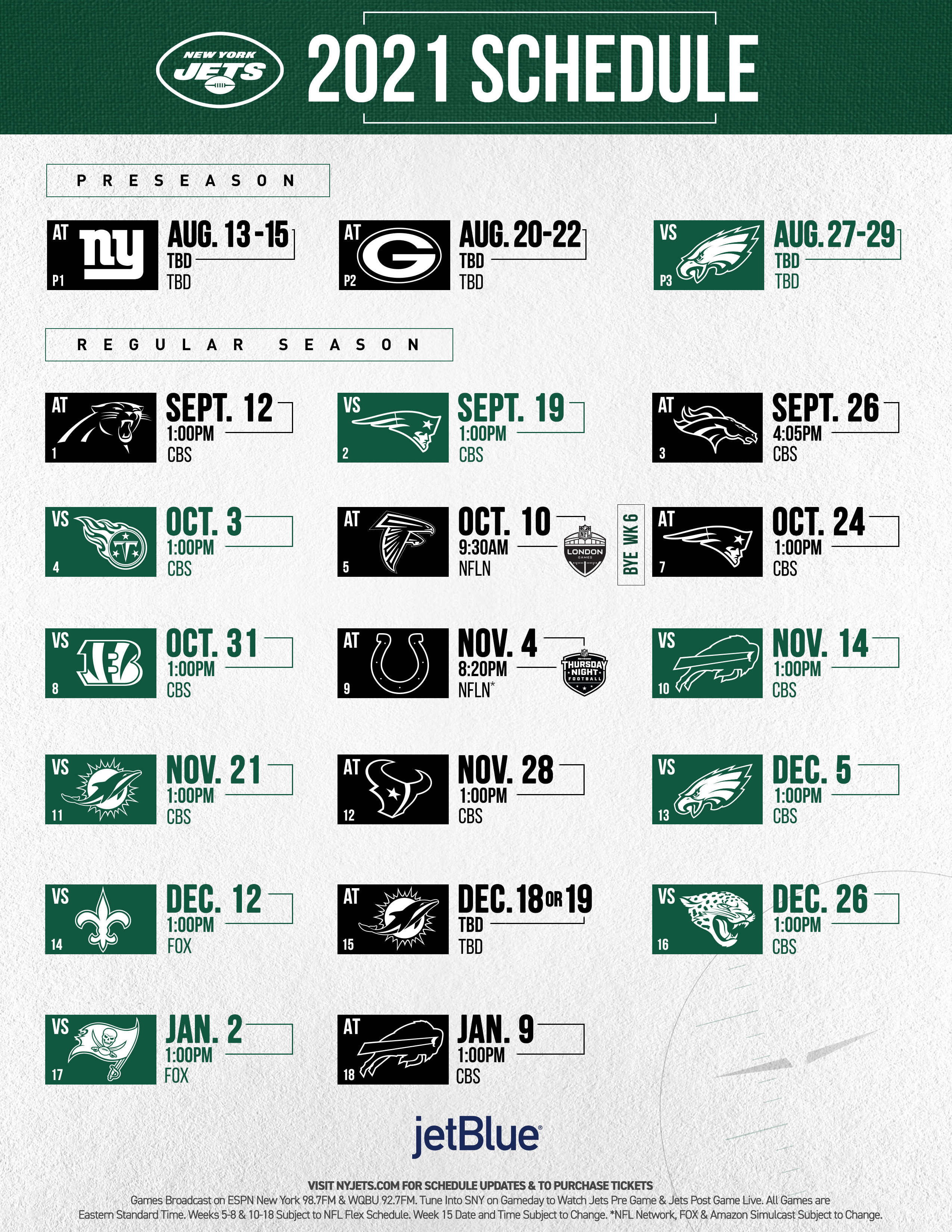 Jets Preseason Schedule 2022 New York Jets | Schedule