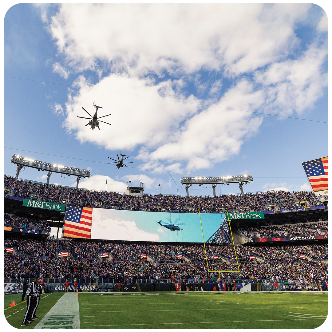 Blackhawk and Chinook Helicopters flyover from the Maryland National Guard