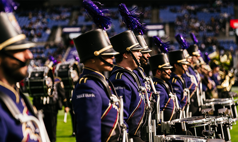 Baltimore's Marching Ravens performing on gameday