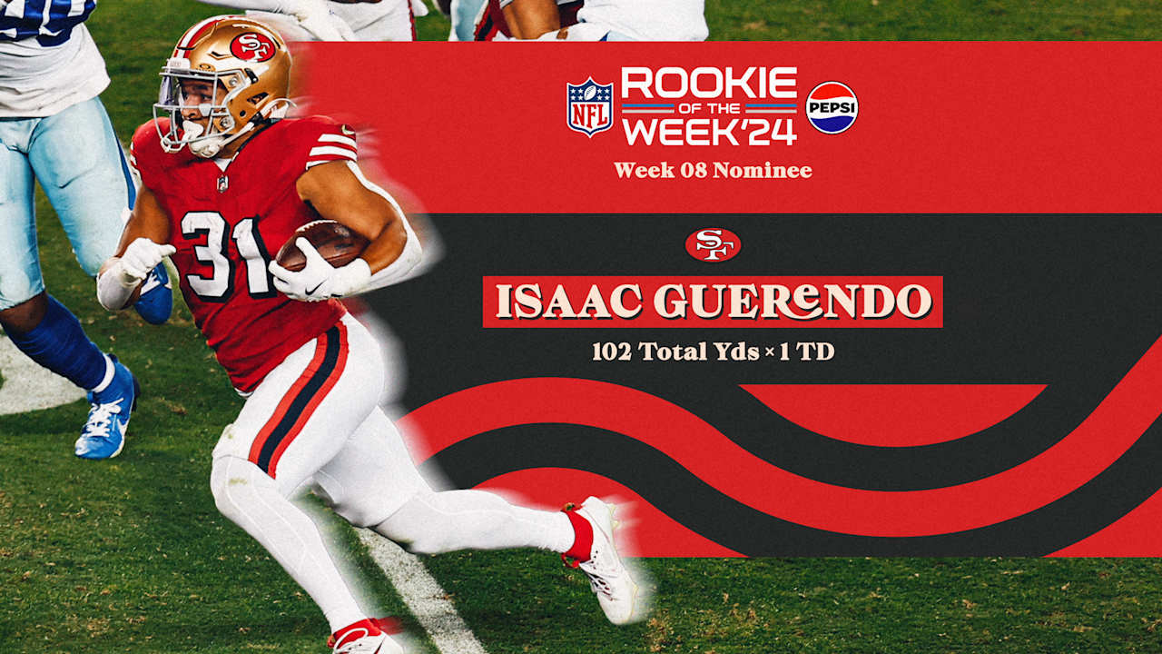 Isaac Guerendo Nominated for Pepsi Zero Sugar Rookie of the Week Award - Week 8