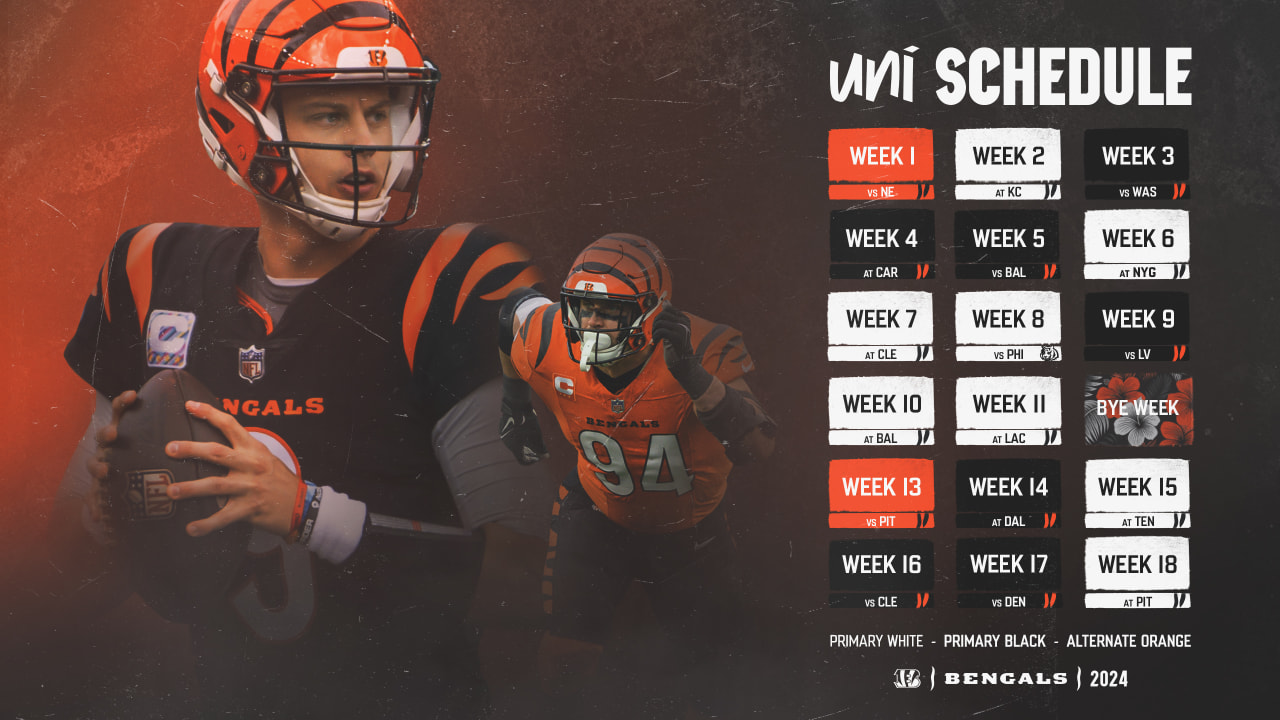 Bengals Release Uniform Schedule for 2024 Season