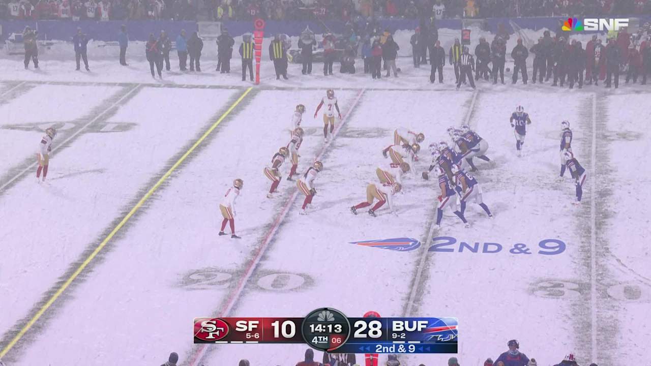 Dawson Knox makes snow angels after contested 17-yard grab | Bills vs. 49ers