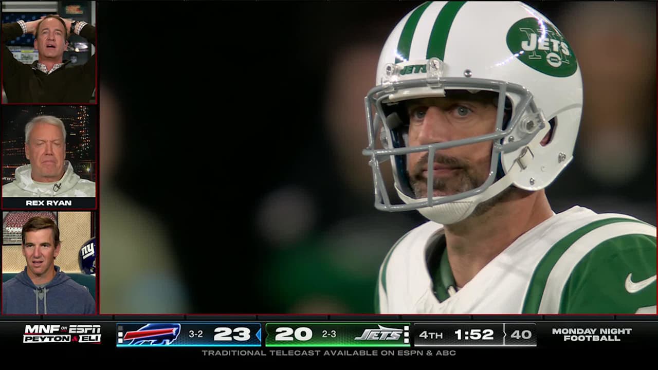 Rex Ryan and the Manning brothers react to Taron Johnsons gameclinching interception on Aaron Rodgers  BuffaloBillscom