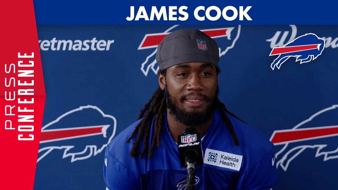 James Cook Addresses The Media At Training Camp