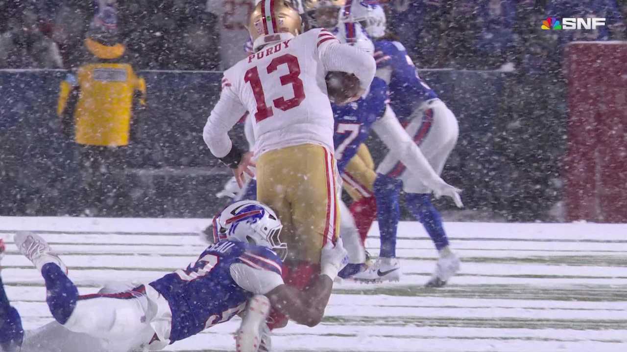 Greg Rousseau chases down Purdy to boost his 2025 sack total to 6.5