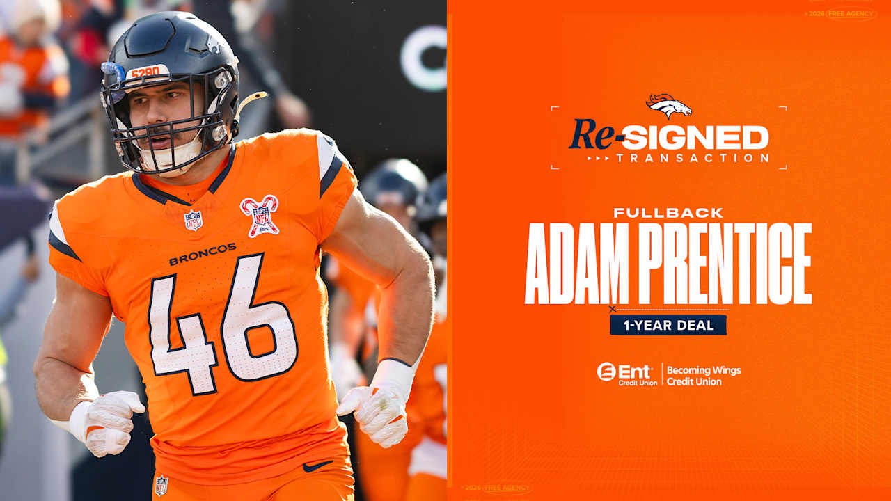Adam Prentice in a Denver Broncos uniform.