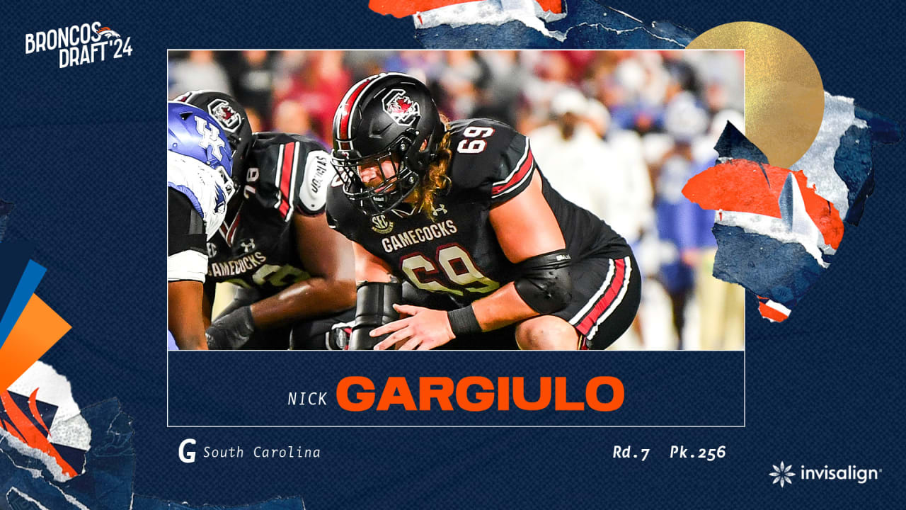 Broncos select South Carolina G Nick Gargiulo with 256th-overall pick in 2024 NFL Draft