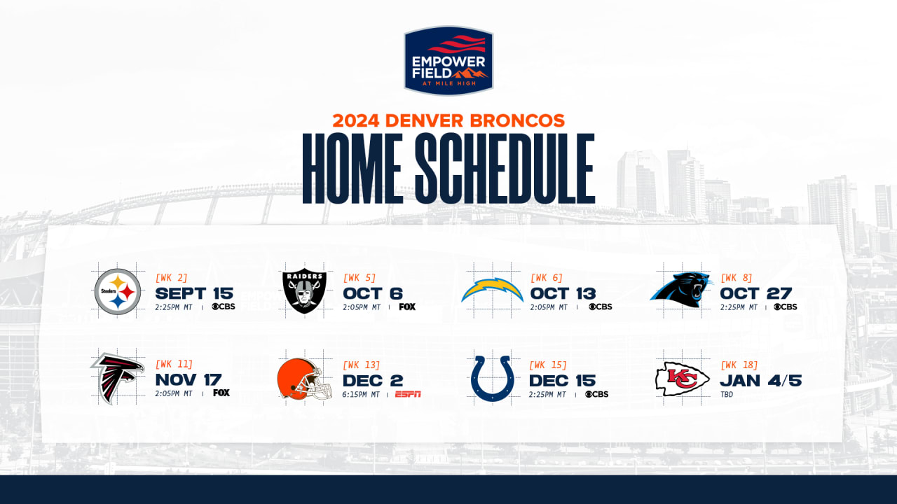 Home opener vs. Steelers, ‘Monday Night Football’ matchup vs. Browns highlight Broncos’ 2024 home slate