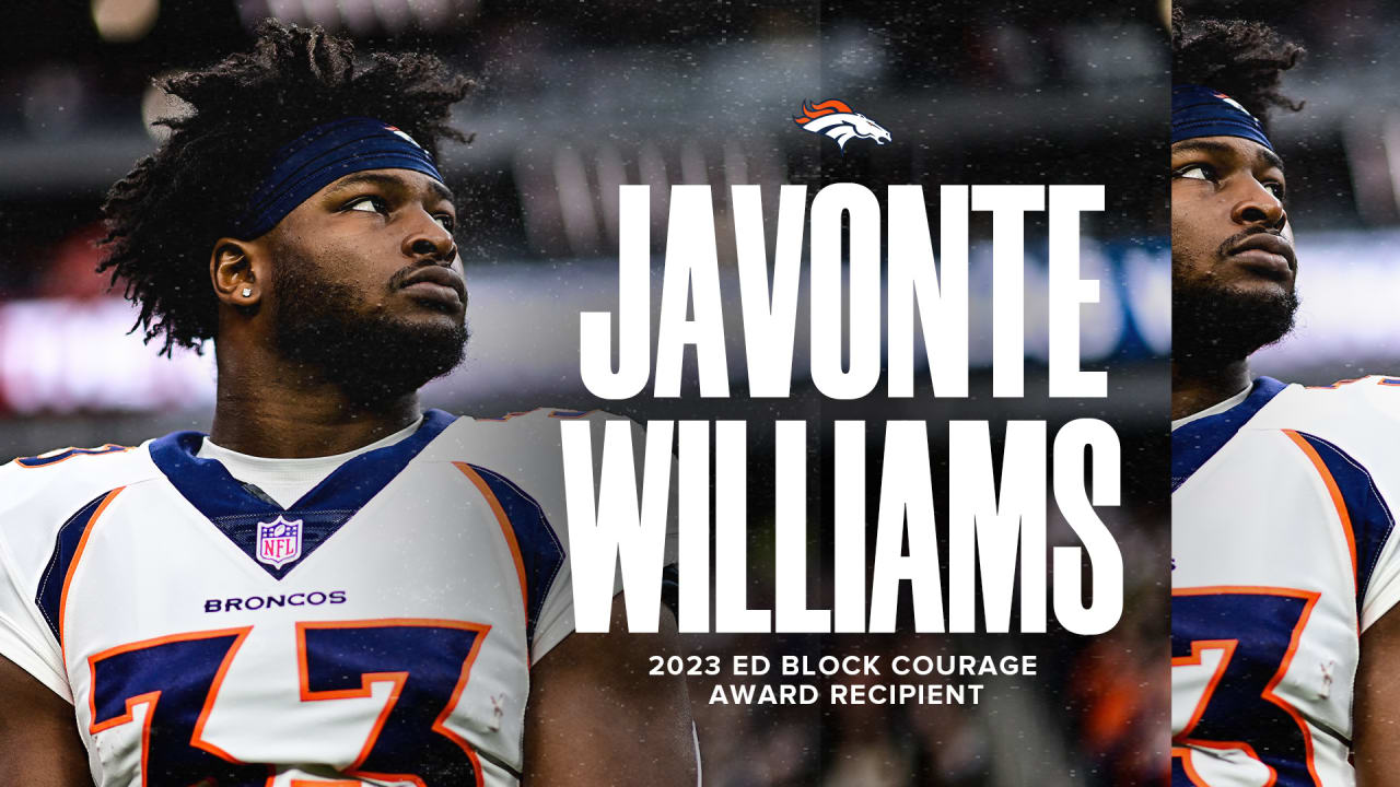 Javonte Williams named Denver Broncos' 2023 Ed Block Courage Award winner Javonte Williams named Denver Broncos' 2023 Ed Block Courage Award winner