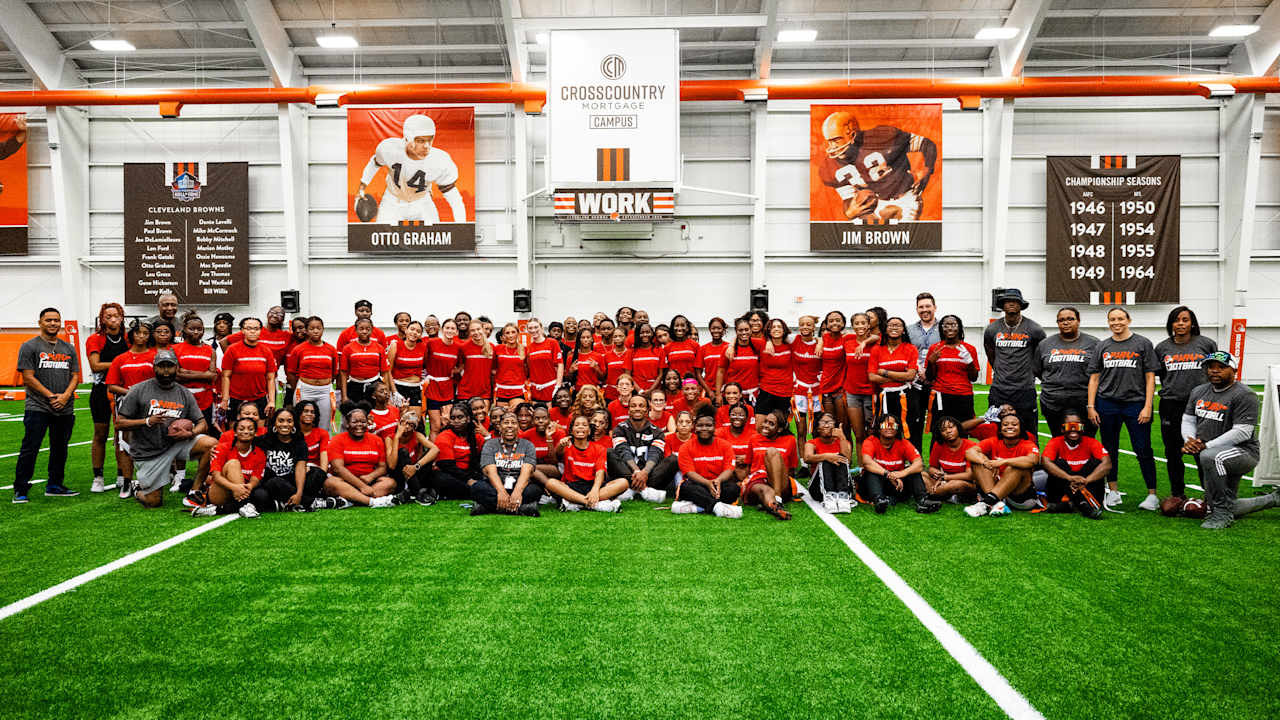 Browns and Bridgestone continue efforts in growing girls flag football through October clinic