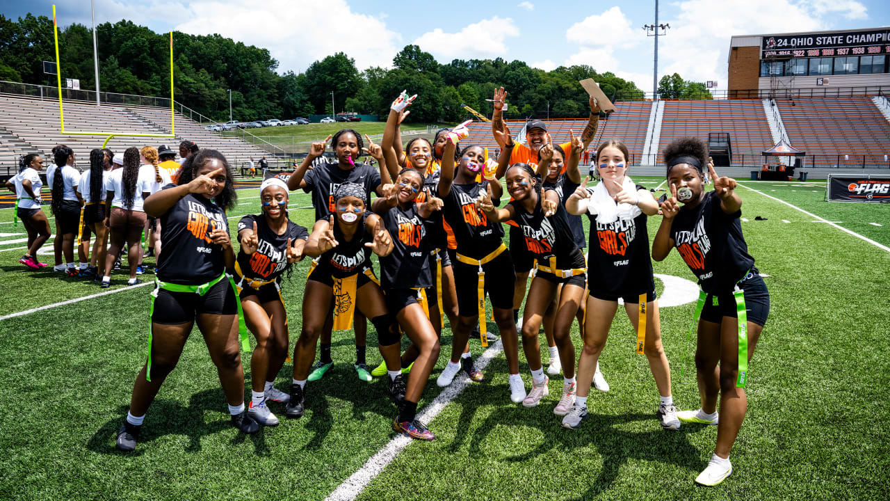 Cleveland Browns celebrate a weekend of flag football