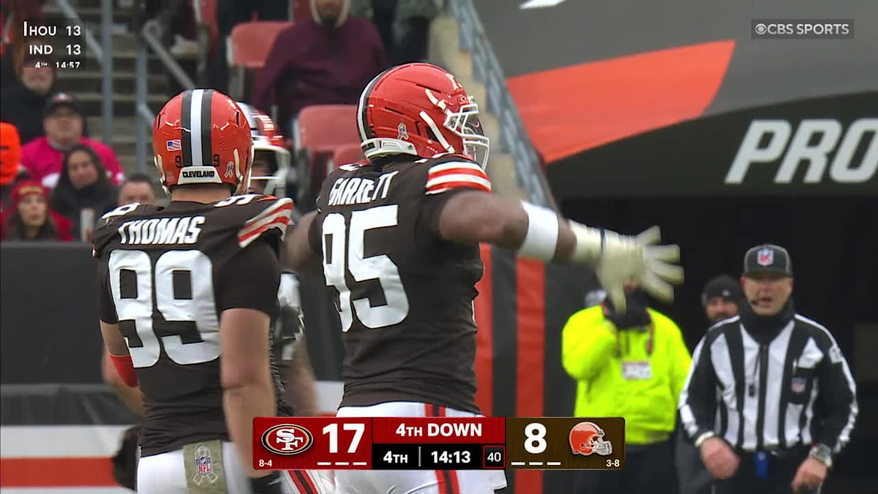Image for Myles Garrett powers into backfield for 19th sack of the season