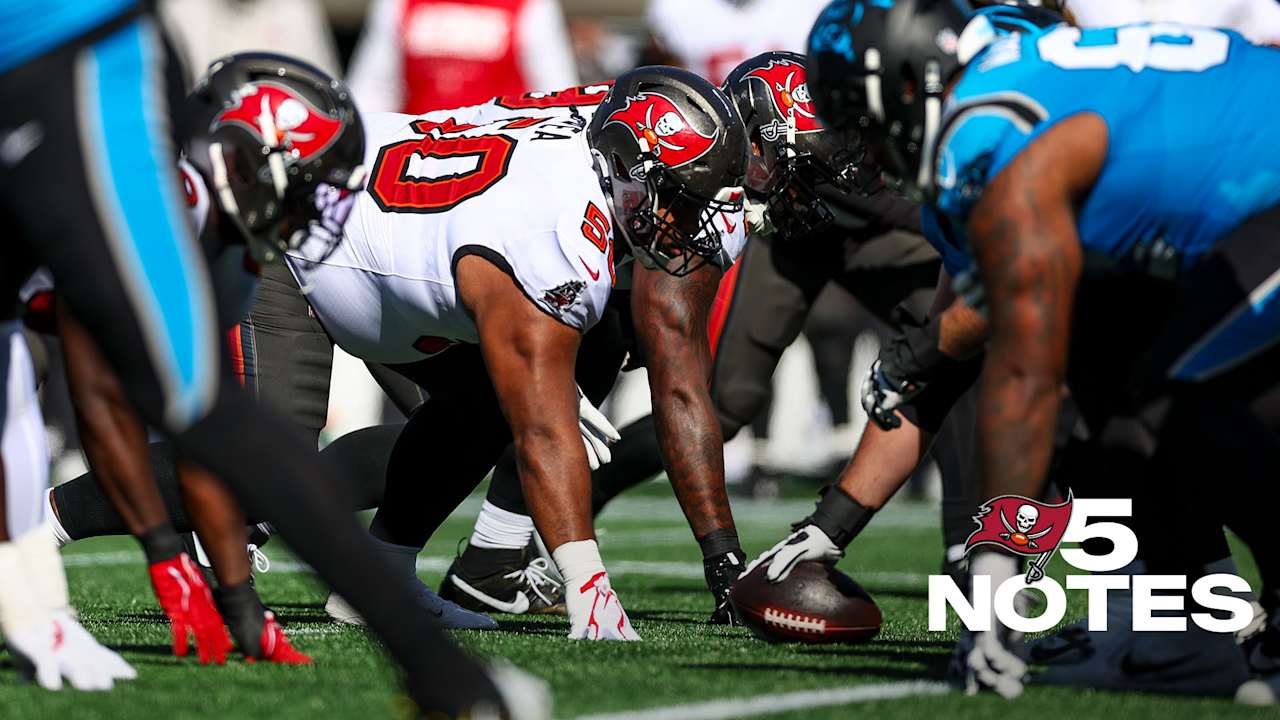 Buccaneers Rout Panthers Behind 258 Rushing Yards, Five Sacks in Week 7
