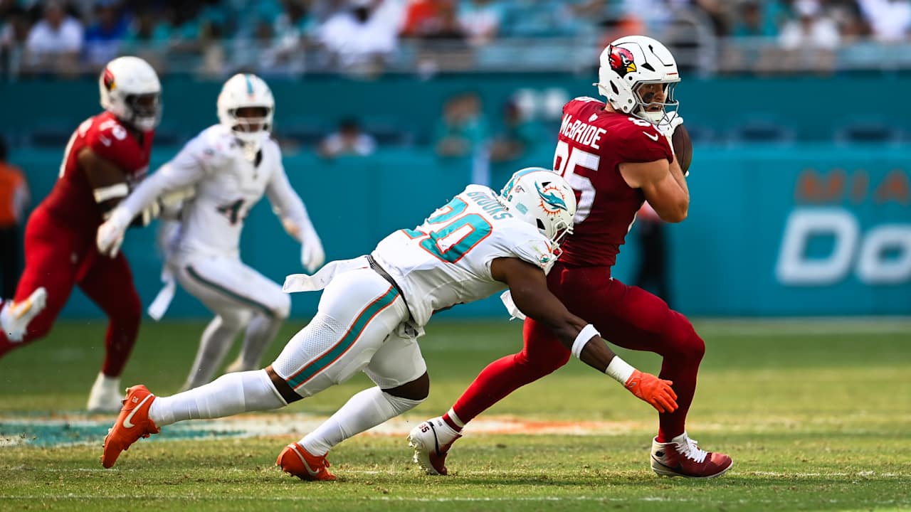 Trey McBride and Marvin Harrison Jr. star along with Kyler Murray in the Arizona Cardinals’ 28-27 comeback win over the Dolphins in Miami