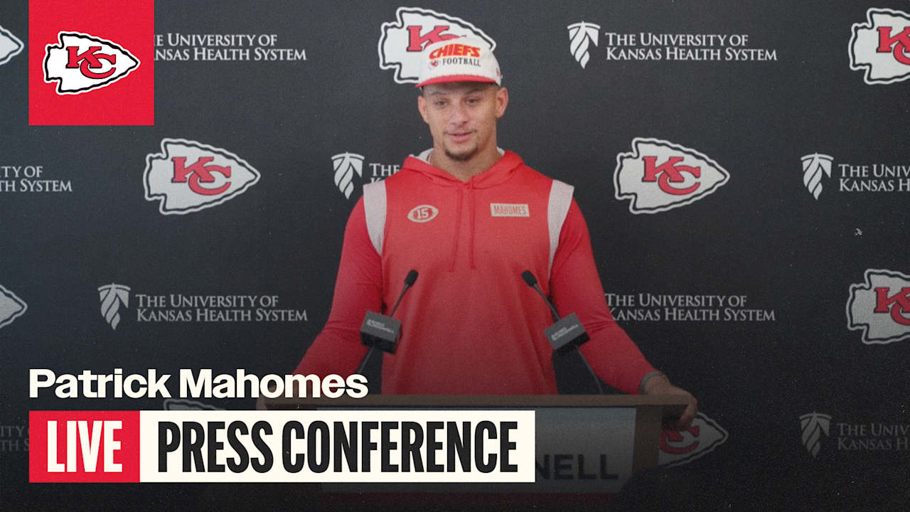 Patrick Mahomes at the podium in the recorded Wed Oct 21, 2026 Chiefs press conference