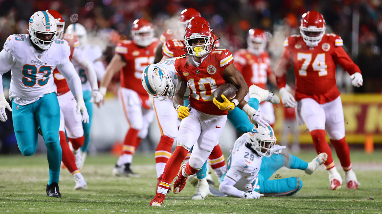 Kansas City Chiefs Running Back Isiah Pacheco Cuts Through The Miami ...