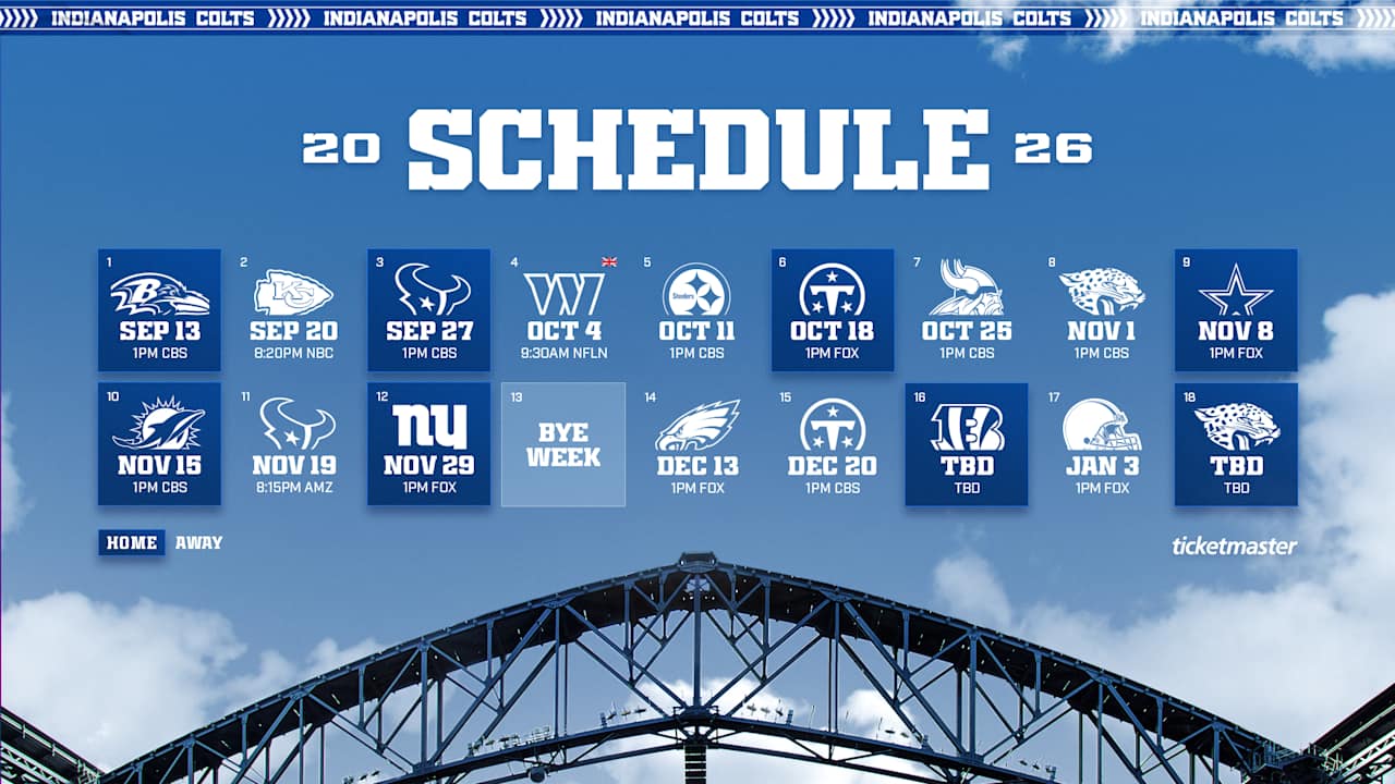 Colts release 2026 regular season schedule