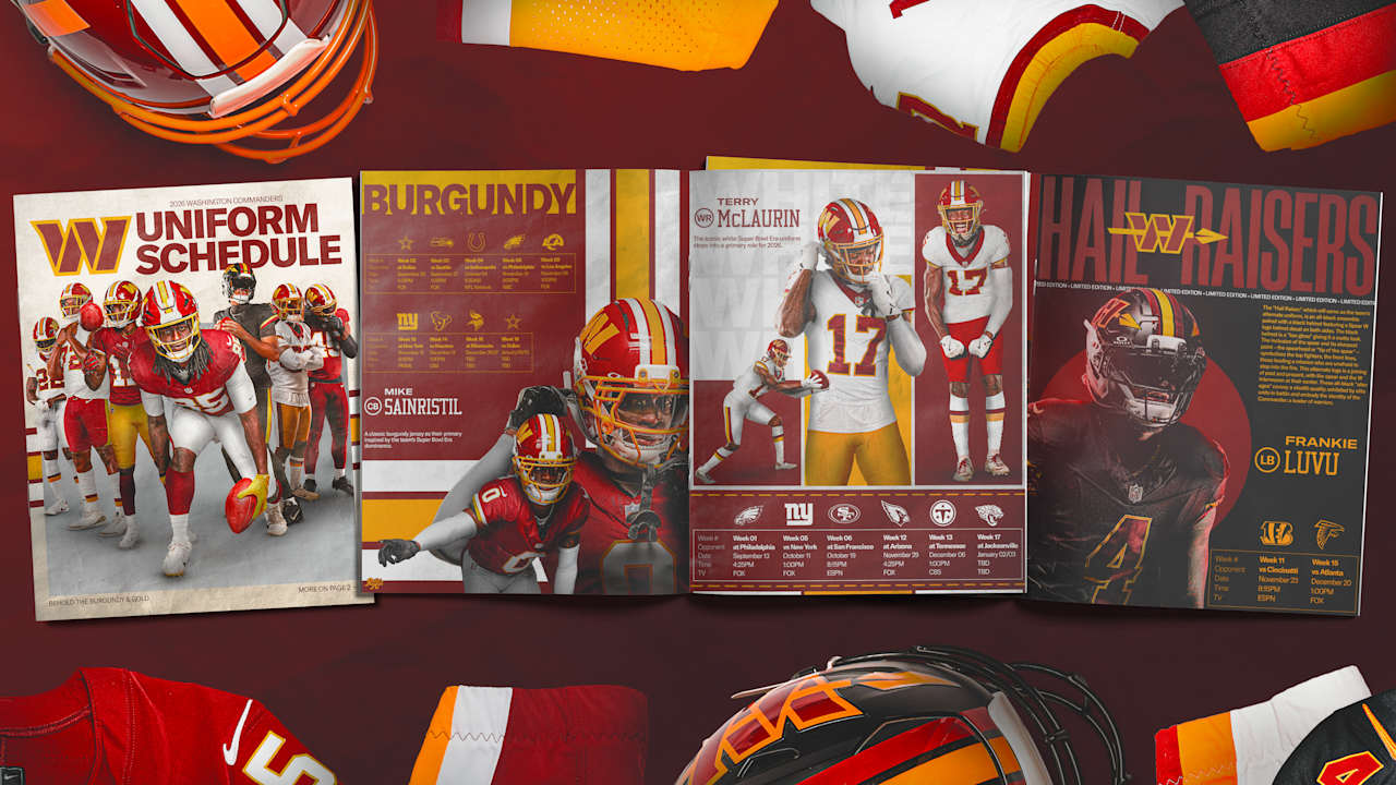 Commanders announce 2026 jersey schedule