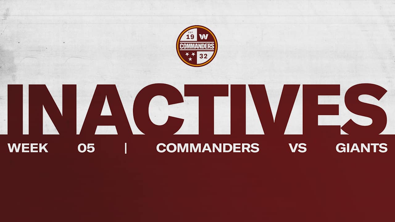 Inactives | Commanders vs. Giants, Week 5