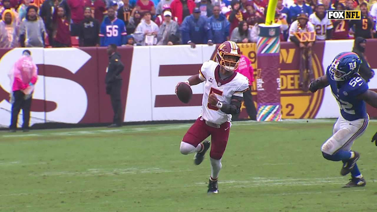 Jayden Daniels exceeds the 100-yard rushing mark on the day via long ...
