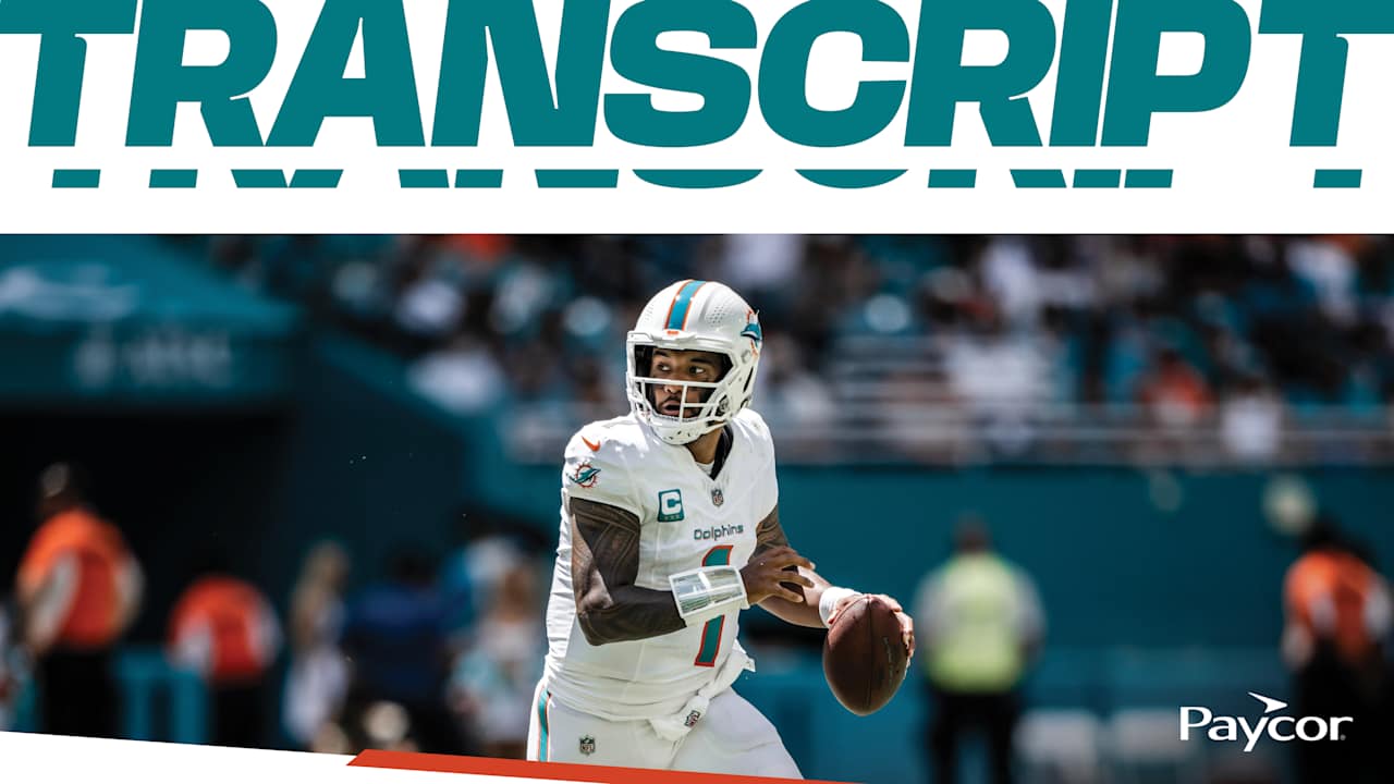 Transcript: Tua Tagovailoa's Media Availability - October 21, image size:1280x720