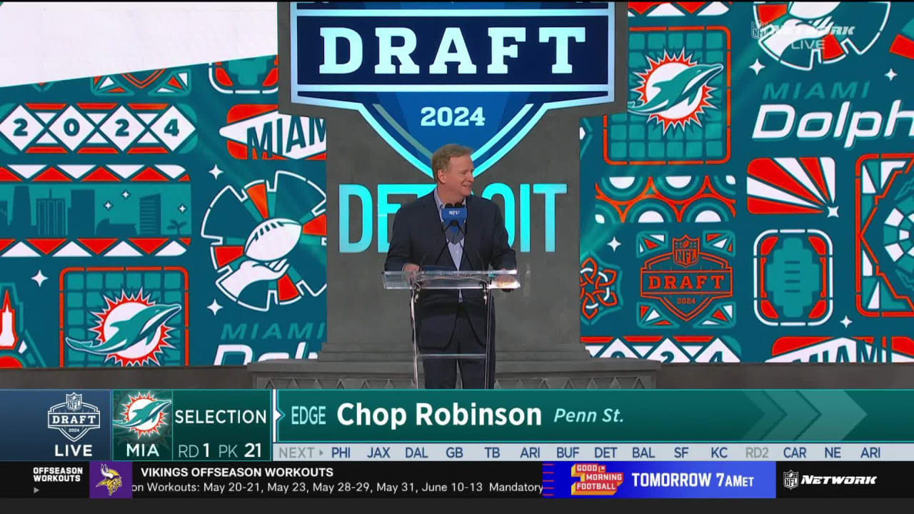 Dolphins Select Chop Robinson with No. 21 Pick in 2024 NFL Draft
