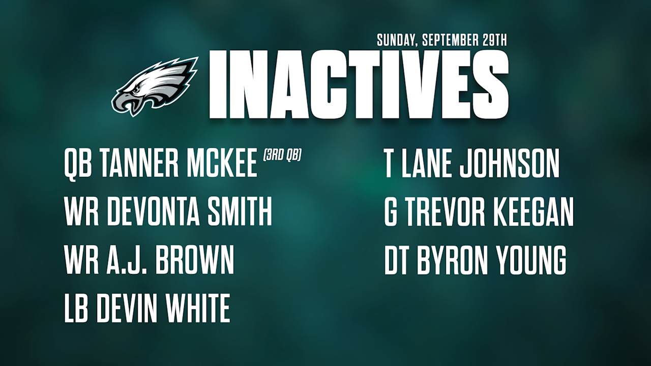 Eagles vs. Buccaneers inactives September 29, 2024 NFL Week 4