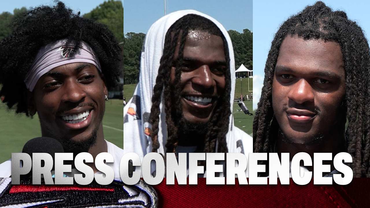 Atlanta Falcons rookies speak to the media following practice at AT&T Training C...