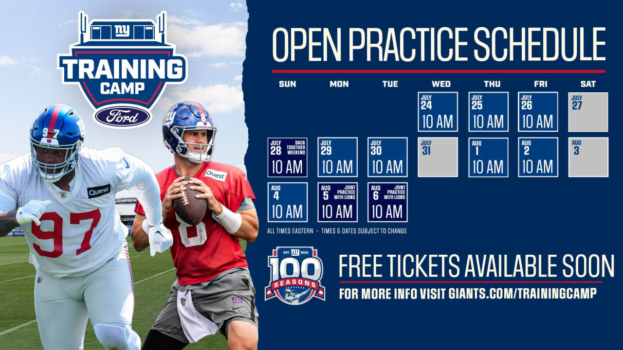 New York Giants announce 2024 open training camp dates