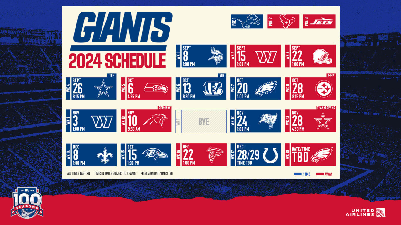 New York Giants release official schedule for 2024