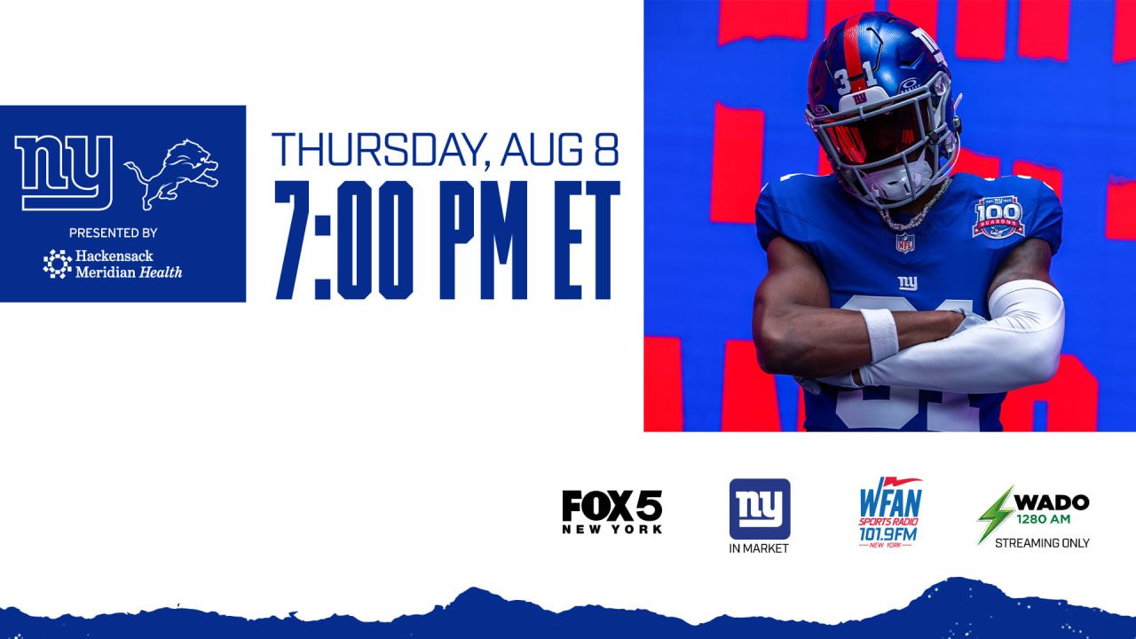 Giants vs. Lions: How to Watch, Listen & Live Stream Preseason Week 1