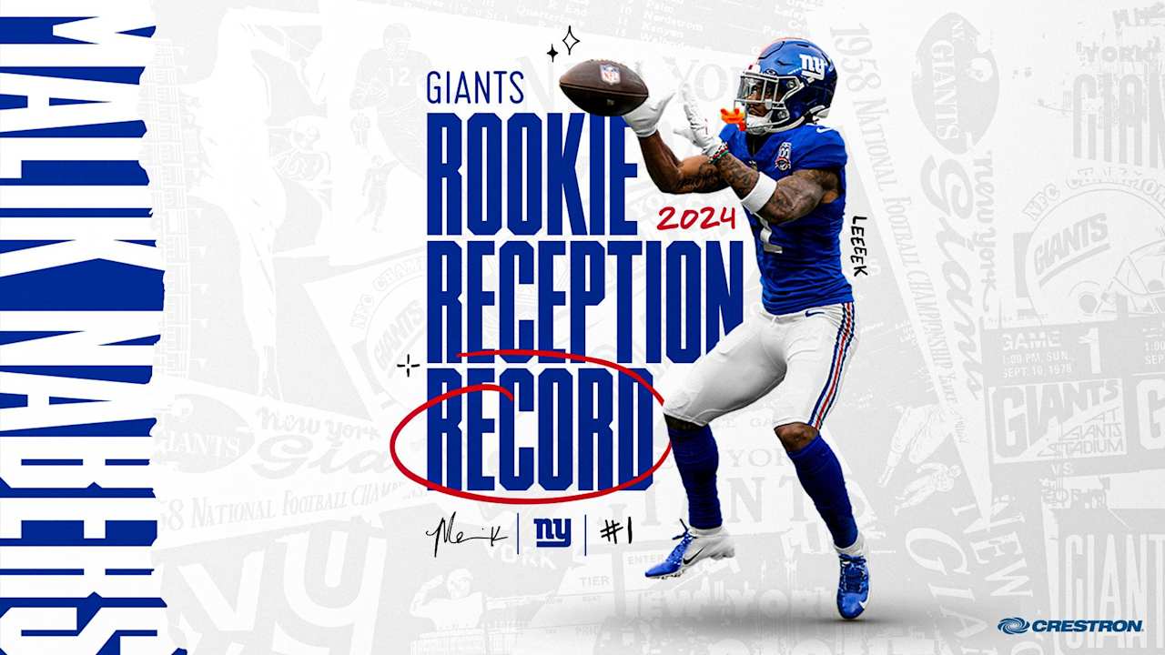 Malik Nabers breaks Giants’ rookie reception record