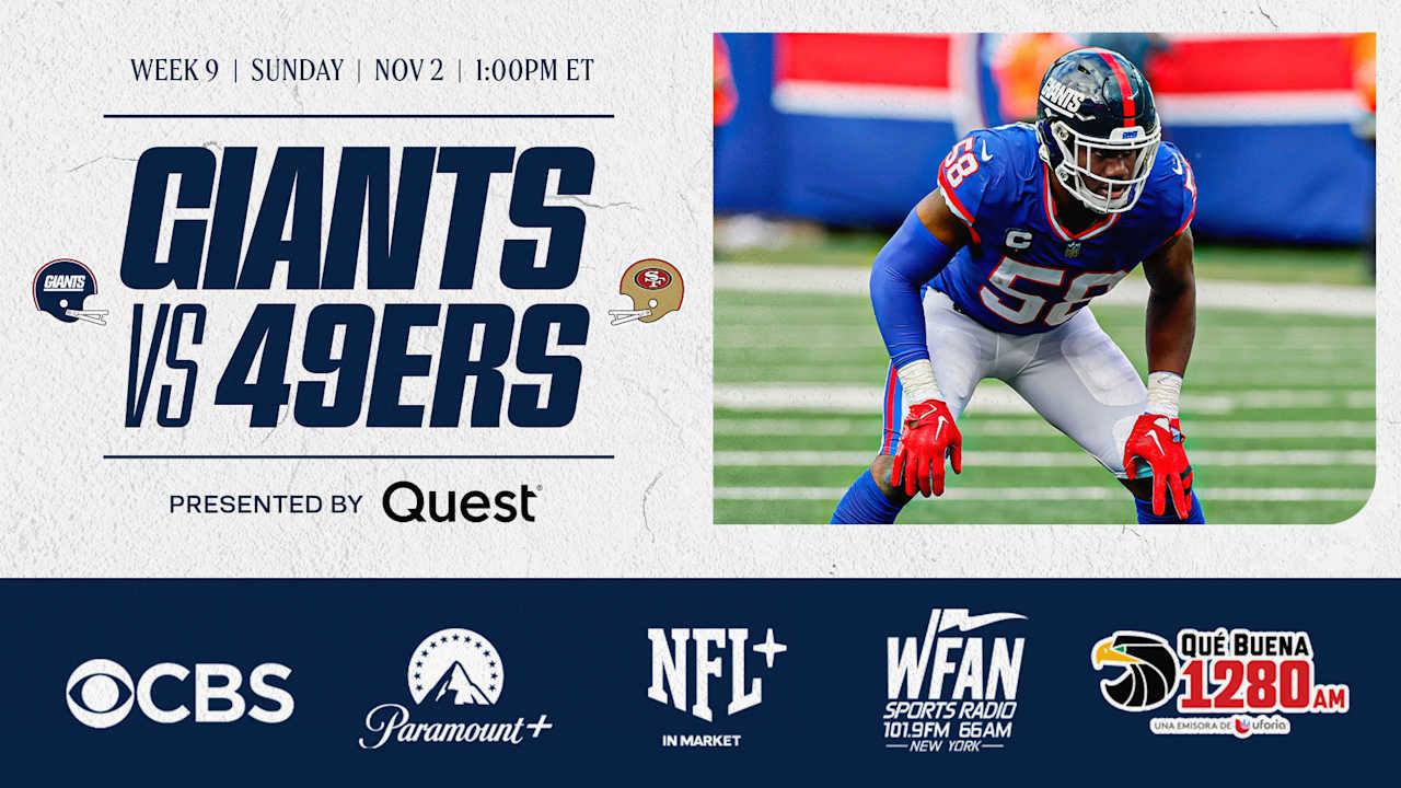 Image for Giants vs. 49ers: How to Watch, Listen & Live Stream Week 9