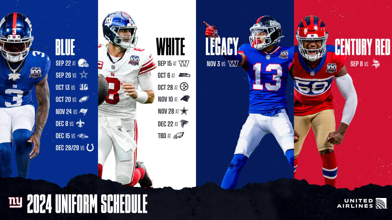 Giants announce 2024 uniform schedule Century Red Week 1