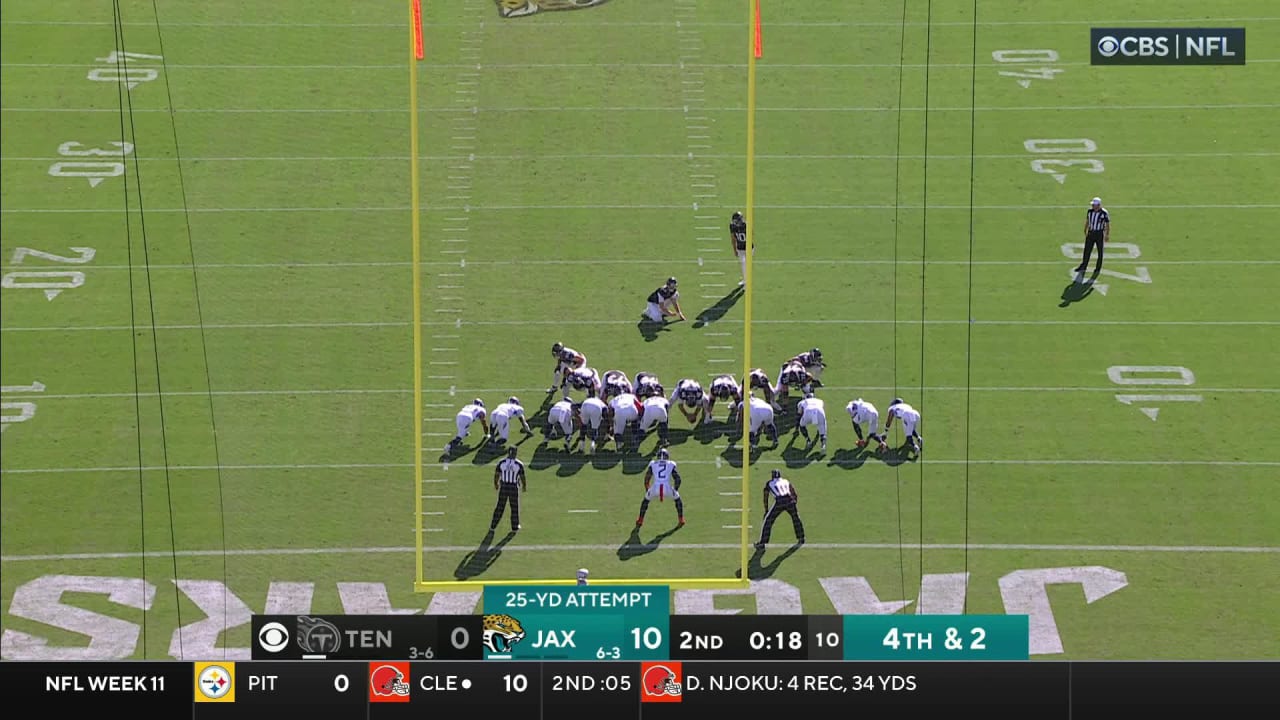 Brandon McManus' 25-Yard Fg Extends Jaguars' Lead To 13-0 Vs. Titans