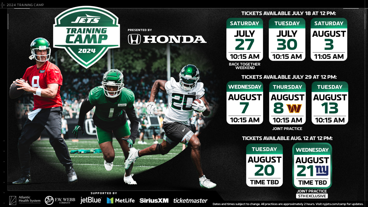 Jets Announce 2024 Public Training Camp Dates