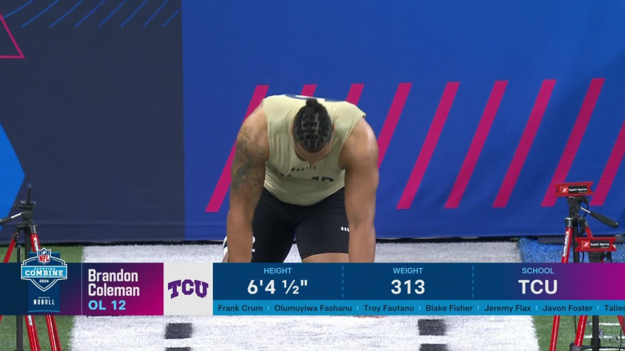 OL Brandon Coleman (TCU) Runs 4.99-Second 40-Yard Dash at 2024 NFL Combine