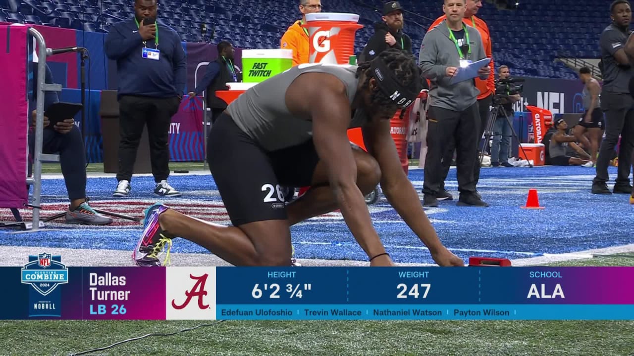Edge Dallas Turner (Alabama) Runs 4.46-Second 40-Yard Dash at 2024 NFL ...