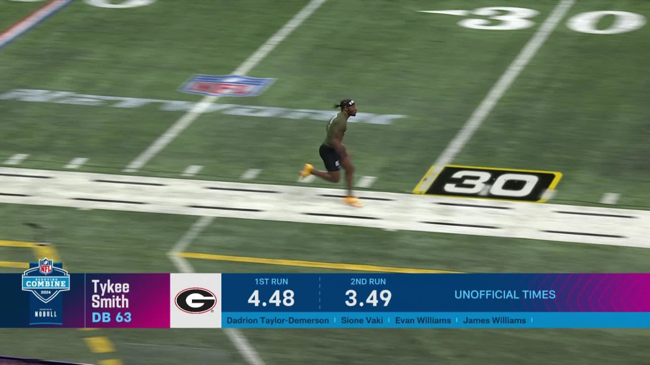 S Tykee Smith (Georgia) Runs 4.46-Second 40-Yard Dash at 2024 NFL Combine