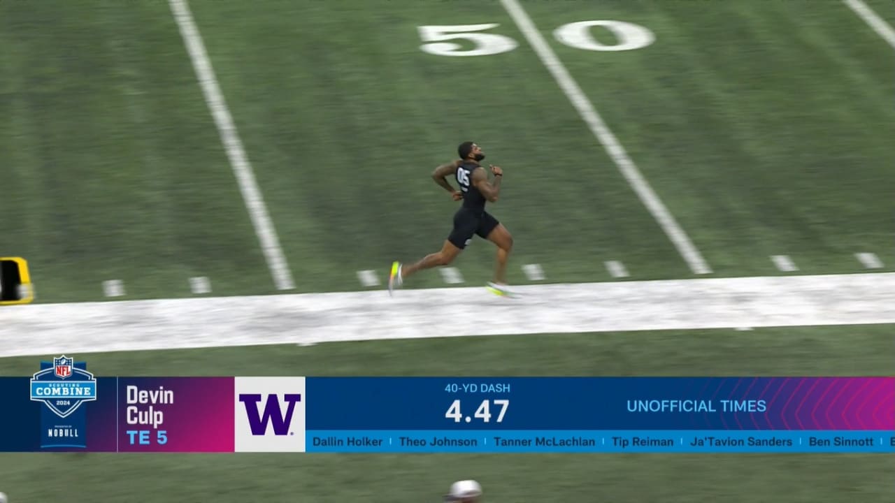 TE Devin Culp (Washington) Runs 4.47Second 40Yard Dash at 2024 NFL Combine