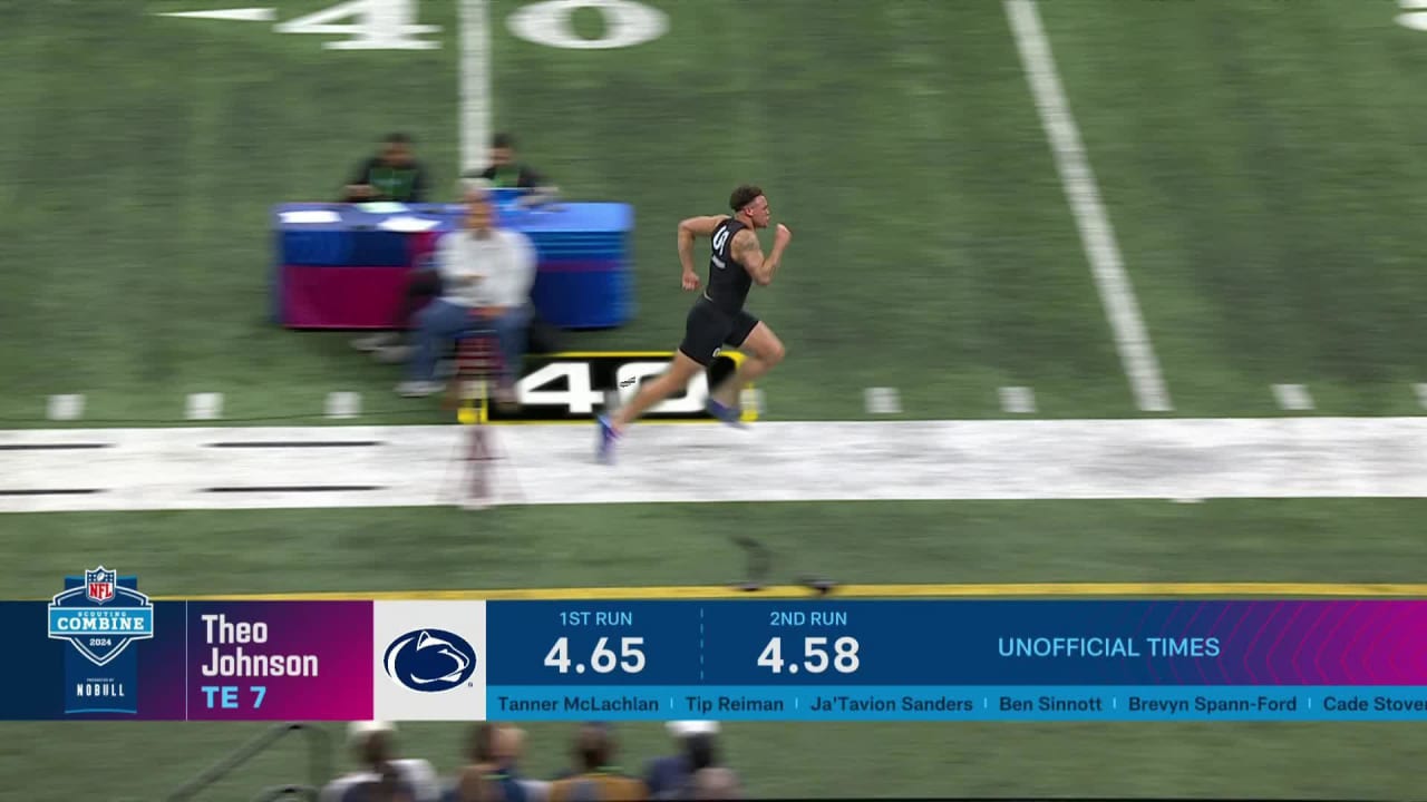 TE Theo Johnson (Penn State) Runs 4.57Second 40Yard Dash at 2024 NFL