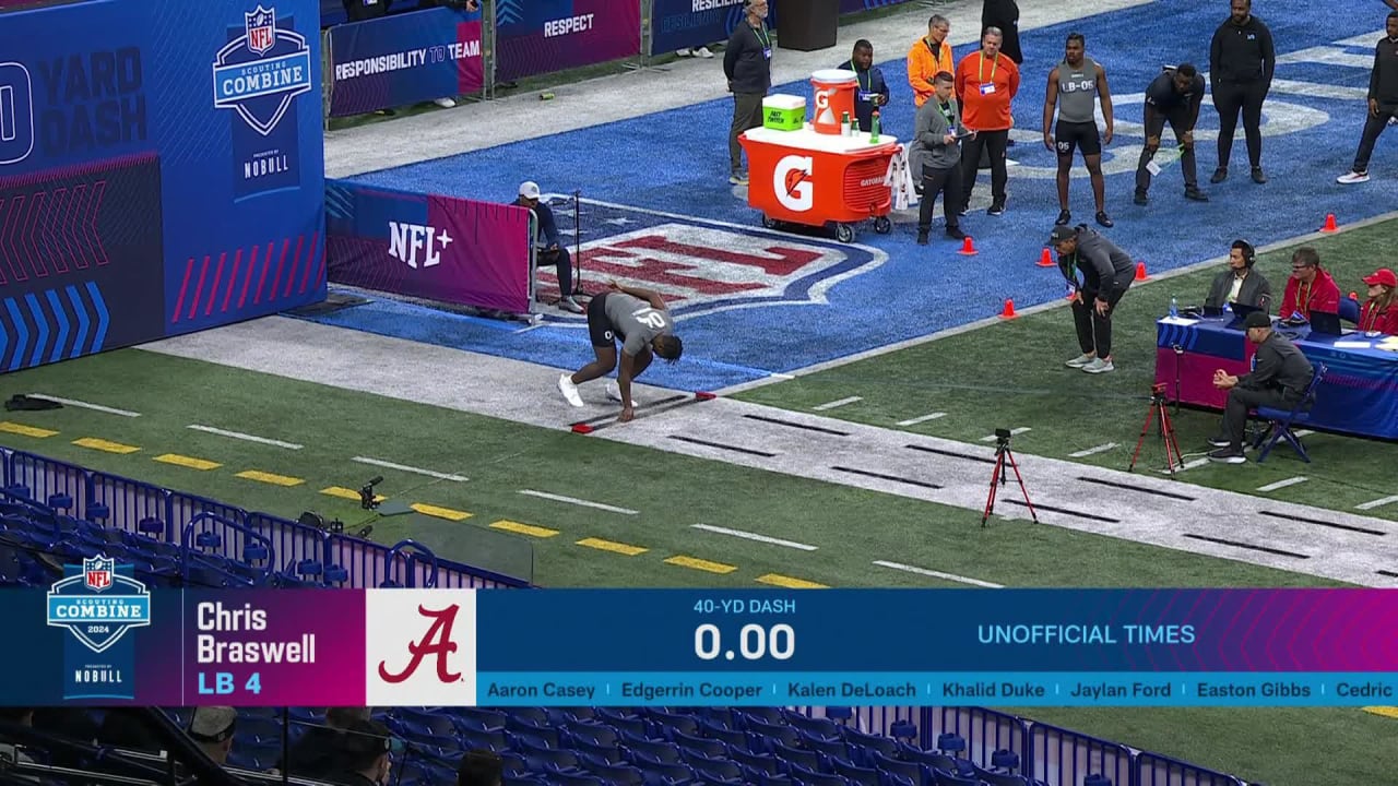 Edge Chris Braswell (Alabama) Runs 4.60Second 40Yard Dash at 2024 NFL