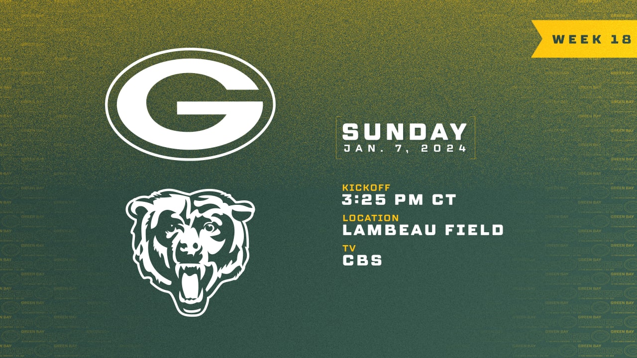 PackersBears game set for 325 p.m. Sunday at Lambeau Field