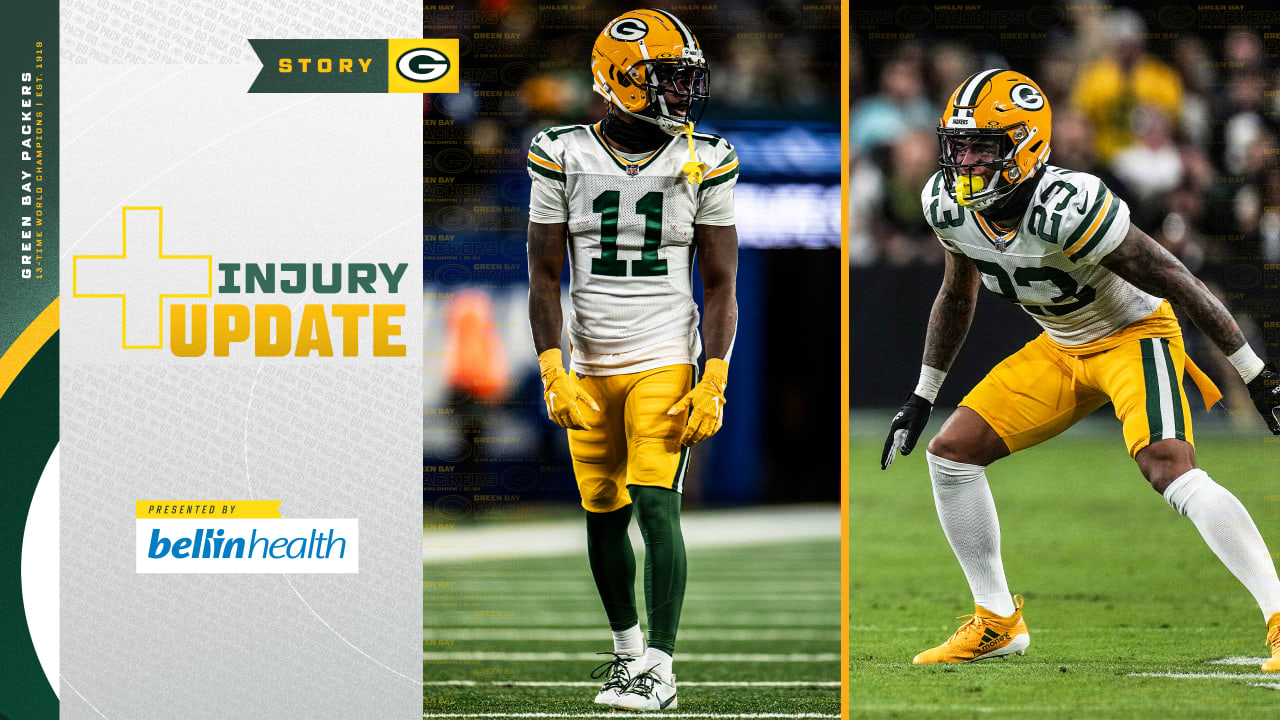 The Packers list WR Jayden Reed and CB Jaire Alexander among seven questionable for Sunday