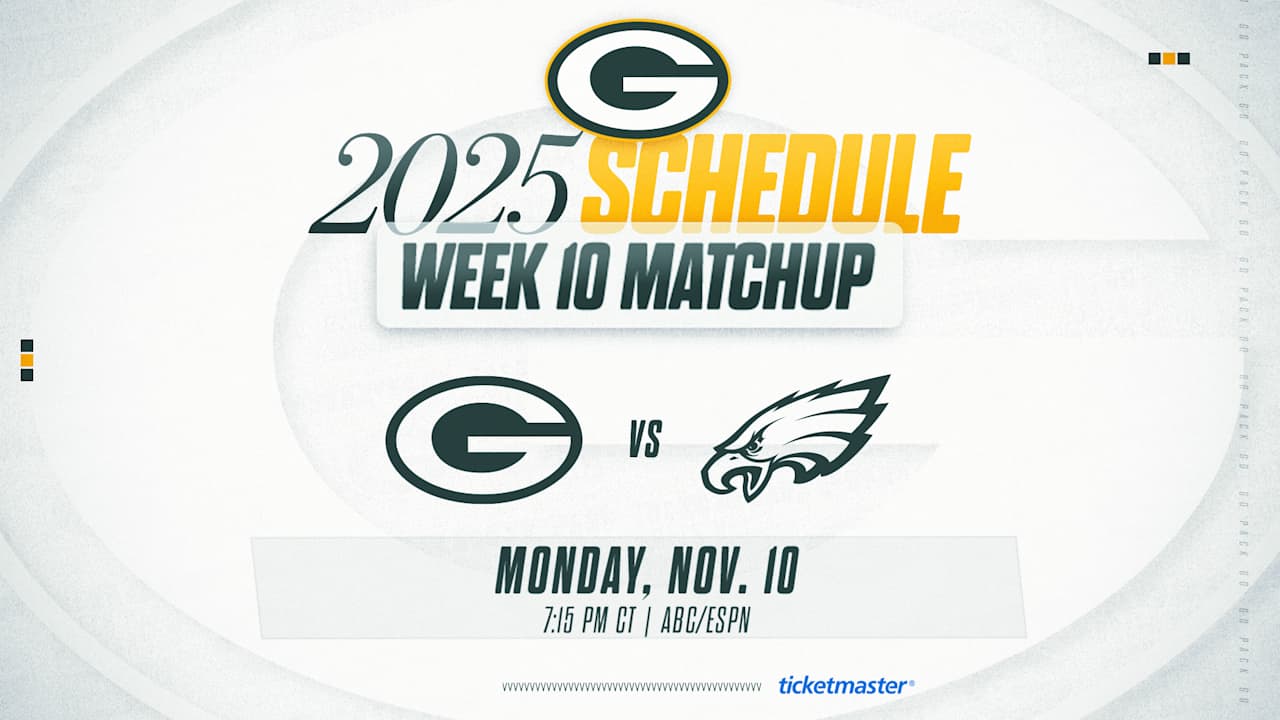 Packers to host Philadelphia on Monday Night Football in Week 10
