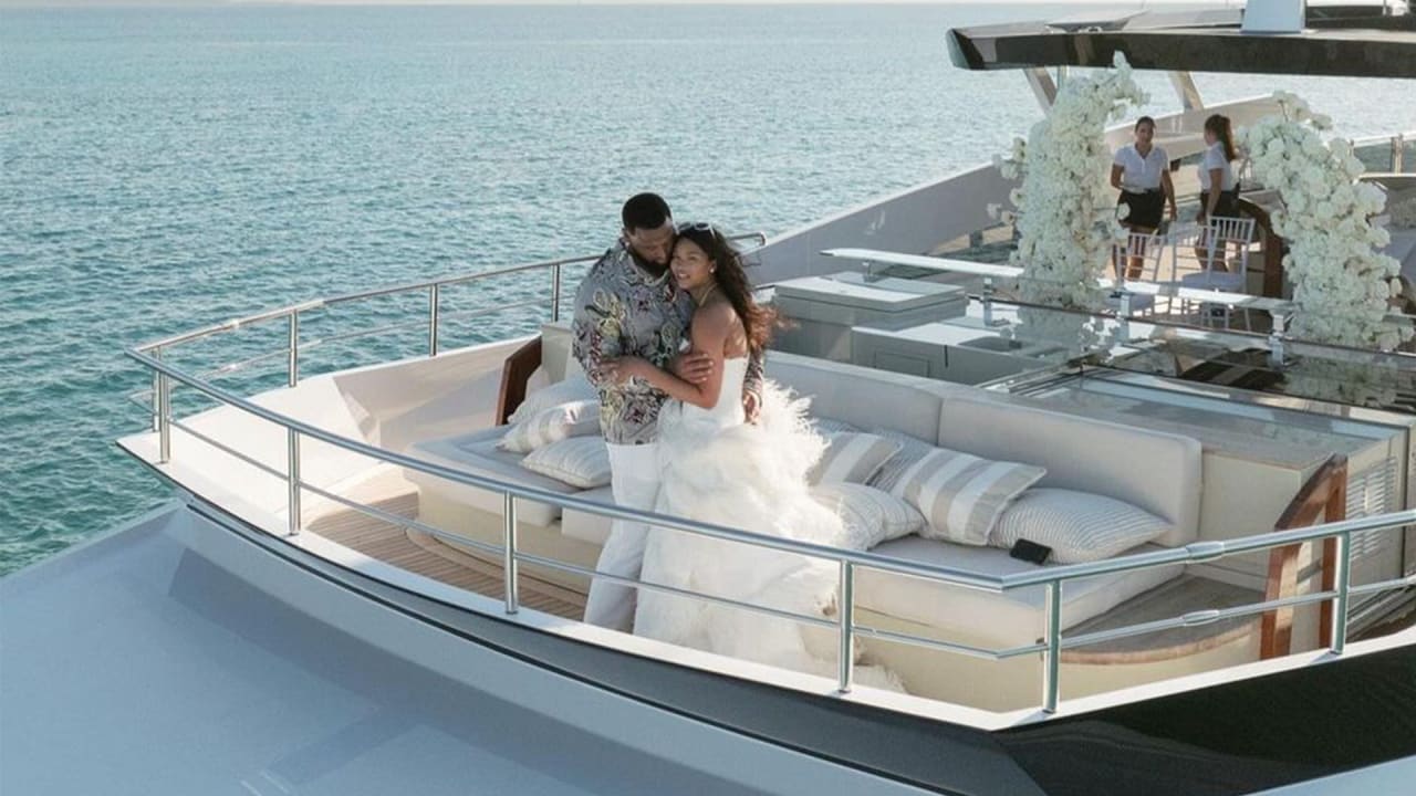 Davon Godchaux marries model Chanel Iman while sailing the Caribbean Sea on a yacht